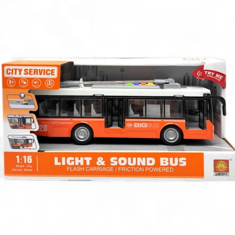 Тролейбус інерція, світло, звук, в коробці  (ПОМАРАНЧЕВИЙ)
