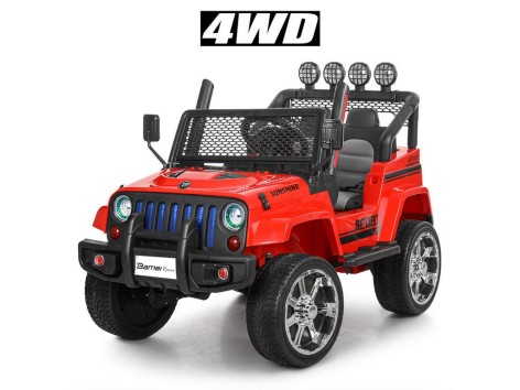 Джип M 3237EBLR-3 (1шт) р/к 2,4G, 4мот.45W, 2акум.12V/7AH, колеса EVA, відчин. двері,шкір.сид. ,червоний