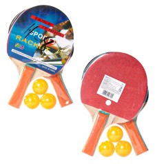 Теніс настільний BT-PPS-0060 ракетки (0,7см,пласт.кол.ручка)+ 3 м'яча 4 кол.пласт.