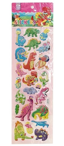 Наліпка рел'єфна, опукла з фольгою 10,5*35см Дінозаври 20шт/уп