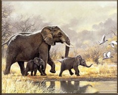 Набор для творчества алмазная картина Семейство слонов Strateg размером 30х40 см кв (HEG86897)