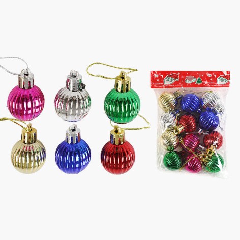 Новорічні прикраси 12 штук, кульки, D=3 см, у п/е 