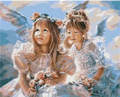 Картина по номерам VA-1664 "Дві дівчинки-янгола", розміром 40х50 см