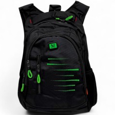 Рюкзак шкільний, 30х43х15 см (ЧОРНИЙ З ЗЕЛЕНИМ)