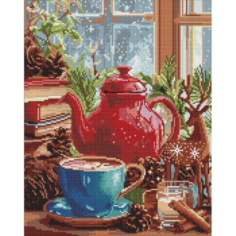 Алмазная мозаика "Зимняя атмосфера дома" 40х50 см