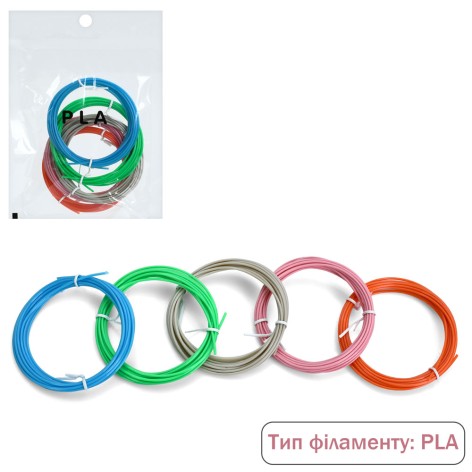Пластик для 3D ручек набор 5 цветов по 3 м 1,75 мм