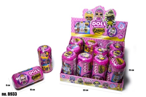 LL кукла B933 DOLL BEAUTIFUL QUEENS КАПСУЛА 16см /5/60/12шт в кор.