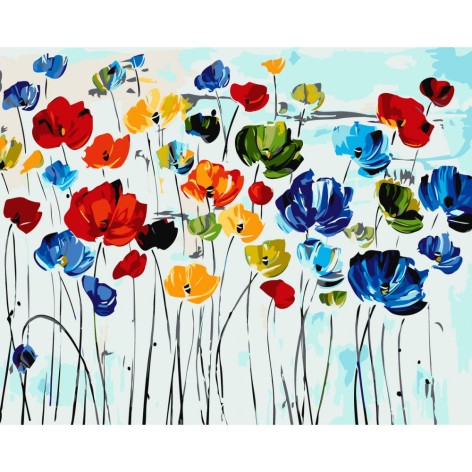 Картина за номерами Квіти на білому тлі 40*50 см Орігамі LW 30890