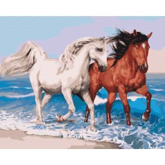 Картина за номерами: Коні на узбережжі