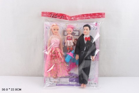 Лялька типу Барбі сім'я, Кен, дитина п/е 30*22см 