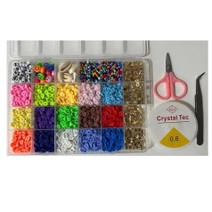 Бісер намистини(англ.літери, смайли), мушлі, ножиці, пінцет, у пеналі, 18,5-13-2,5см 