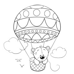 Дитяча розмальовка на полотні На повітряній кулі (25x25) (КА-019)