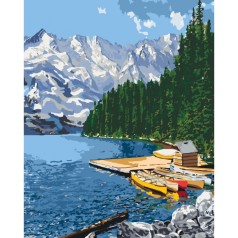 Картина по номерам Сільський пейзаж "Гірське озеро" 40*50см