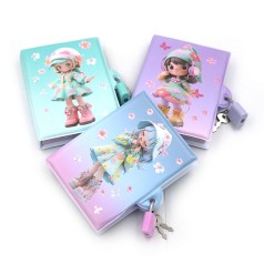 Блокнот с замочком "Girl" 8*11cm, 80G, 80P, mix4