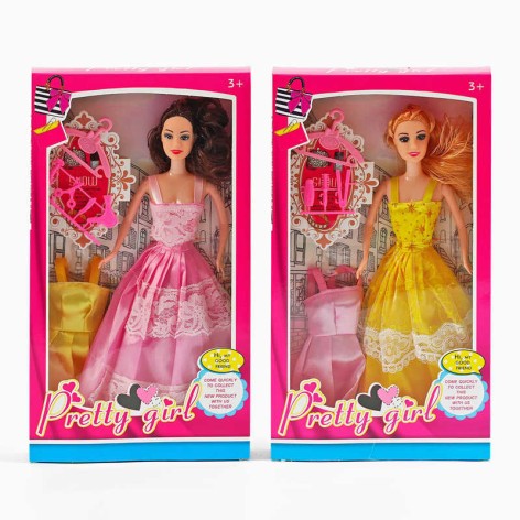 Лялька 2 види, прикраса, плаття, в кор. 