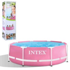 Бассейн каркасный розовый Intex 244х76см, объем 2843л, от 6 лет 28290