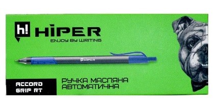 Ручка масляна Hiper Accord Grip HА-140RT автоматична, тригранна, 1мм синя 10 шт. в уп.