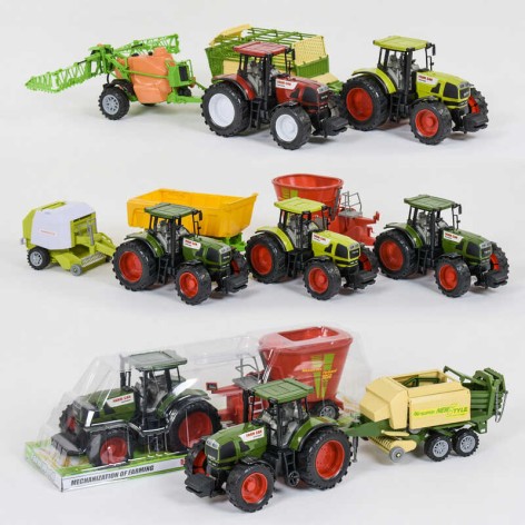 Іграшковий трактор з причепом 6 видів, інерція.