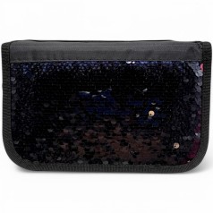 Пенал-книжка з паєтками MIC 3 відділення чорний (8016-1)