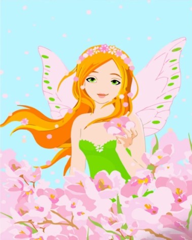 Набір для розпису за номерами Фея у розових квітах Strateg розміром 30х40 см (SS6699)