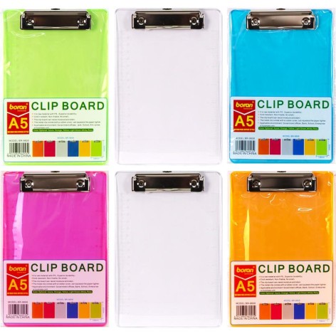 Планшет А5 с зажимом BR9808 пластик неон, 22*15 см 