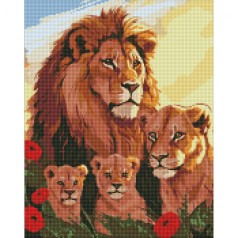 Алмазная мозаика "Семья львов" 40х50 см