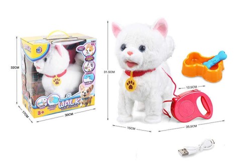 Іграшка інтерактивний котик A-Toys реагує на дотик ходить облизує виляє хвостом (55G-11)