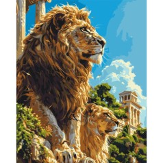 Картина по номерам Львиная семья в Афинах 40*50 см Оригами LW 30930