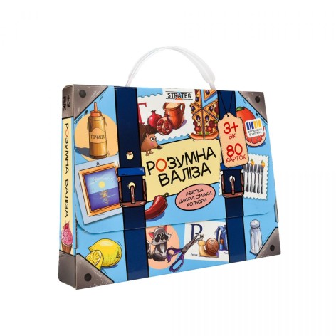 Настільна гра Strateg "Розумна валіза. Абетка, цифри, смаки, кольори"