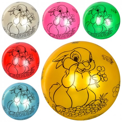 М'яч дитячий 9 дюймів, кролик, малюнок, 60-65г, 6 кольорів