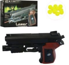 Іграшковий пістолет на кульках, 16 см, лазер, світло, на батарейках (таблетках), в коробці, 17,5-12,5-3,5см