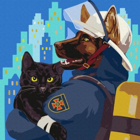 Картина по номерам "Пушистый спасатель" ???