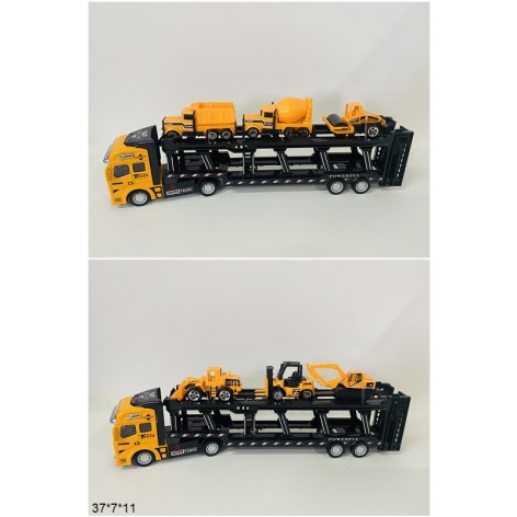 Трейлер автовоз 2212-12A метал.з буд.технікою(3шт) інерц.2в.кор.37*7*11 /72/