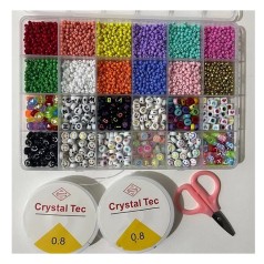 Бісер намистини(англ.літери, смайли), ножиці, у пеналі, 18,5-13-2см 