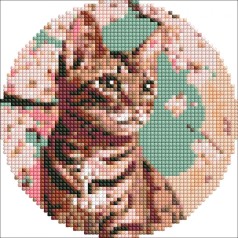 Алмазная мозаика на круглом подрамнике "Волшебный котенок", 19 см