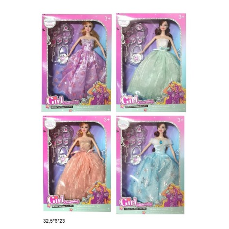 Кукла 29см 1423-1/2/3/4 с аксес.4в.кор.32,5*6*23 