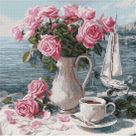 Алмазная мозаика "Утренние розы" 40x40см