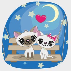 Набор для росписи по номерам Котики Strateg на лавочке размером 30х30 см (ES-0831)