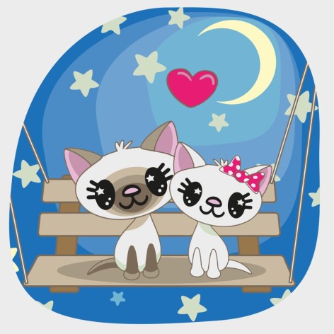 Набор для росписи по номерам Котики Strateg на лавочке размером 30х30 см (ES-0831)