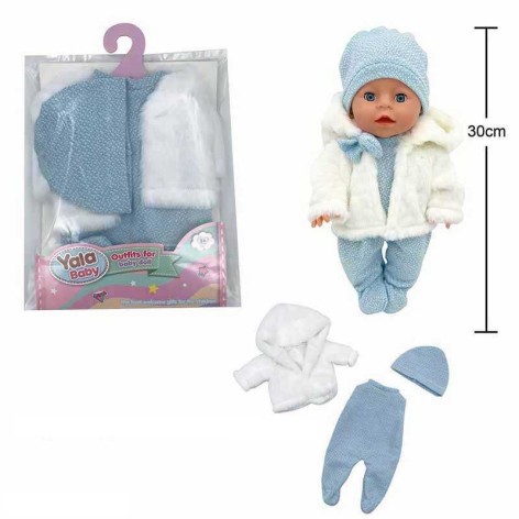 Одяг для ляльки-пупса 30-35см, комбінезон, шапочка, шубка YLC335I