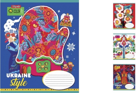 Тетрадь А5/24 в клетку 1В Ukraine style, тетрадь ученическая 20шт. в уп.