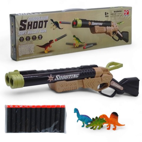 Є відеоогляд! Дитяча рушниця двоствольна Yong Li Yuan "Полювання на динозаврів" з фігурками та поролоновими патронами