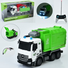 Радіокерована машина сміттєвоз 1:14 світло рухливі деталі гумові колеса USB-зарядне 2 види
