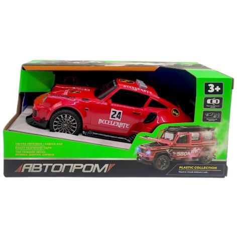 Машина пластикова "АВТОПРОМ, PORSCHE", ЧЕРВОНИЙ(коробка - 19х9х9 см)