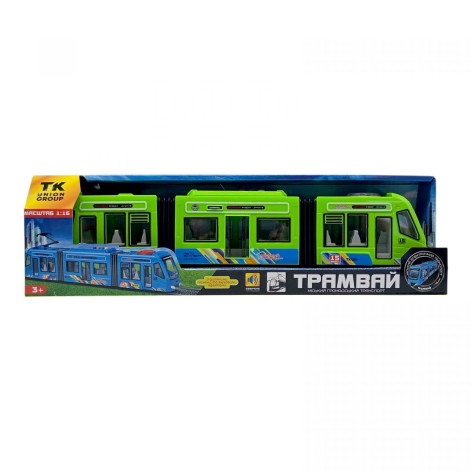 Іграшка Трамвай TK Group Зелений інерційний з гармошкою 44x9x12.5 см