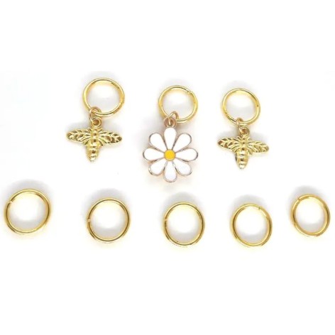 Пірсинг для волосся "Ромашка та бджілки", 8 колечок