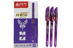 Ручка гелевая пишет – стирает 0,38мм, фиолетовая Аodemei (16*12*12) 12 шт. в уп.