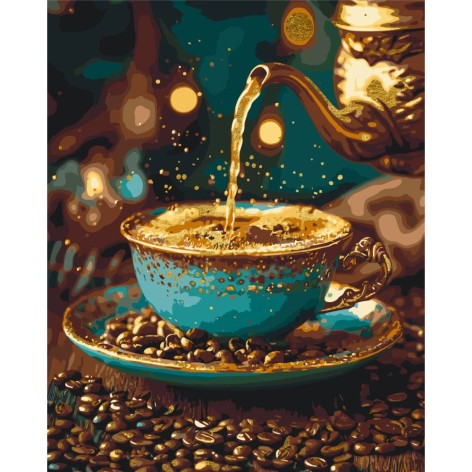 Картина за номерами Натюрморт. Кава з корицею з фарбами металік 40*50 см Орігамі LW 3308