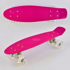 Скейт Пенні борд "Best Board", МАЛИНОВИЙ, дошка = 55см, колеса PU зі світлом, діаметр 6 см