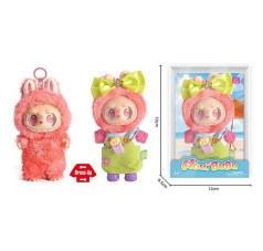 М`яка іграшка-брелок "LABUBU"  гумовий, висота 17 см, металеве кільце, знімний одяг, рухомі ручки та ніжки, бантик, в кор.  /120-2/